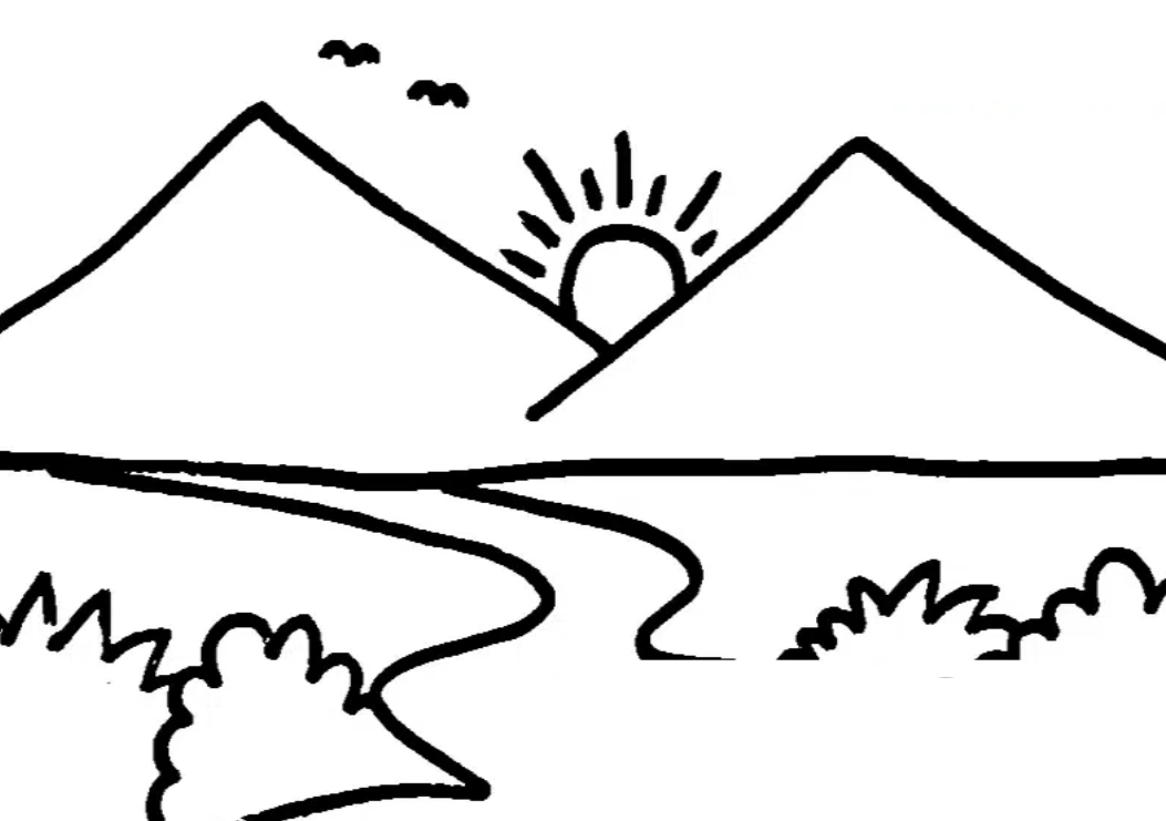 Ausmalbilder Berge Und Sonne Zum Ausdrucken