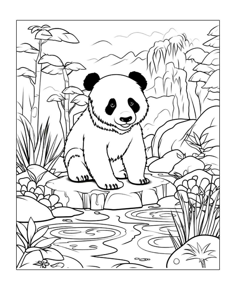 Ein Panda Der Sich Tief Im Wald Verirrt Hat