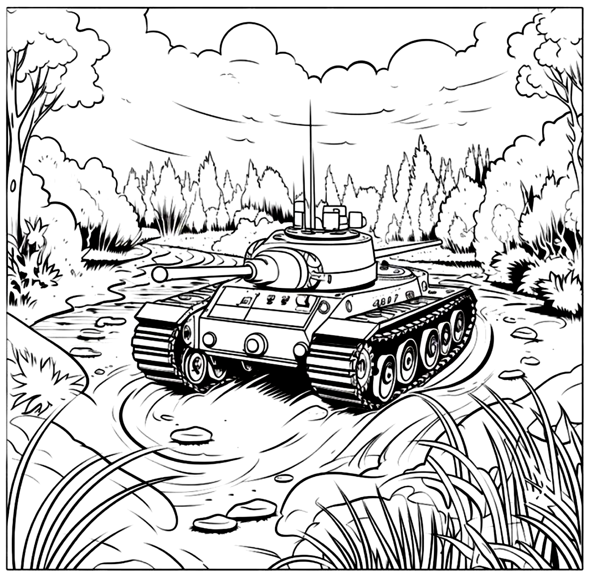 Der Panzer Verirrte Sich Im Wald