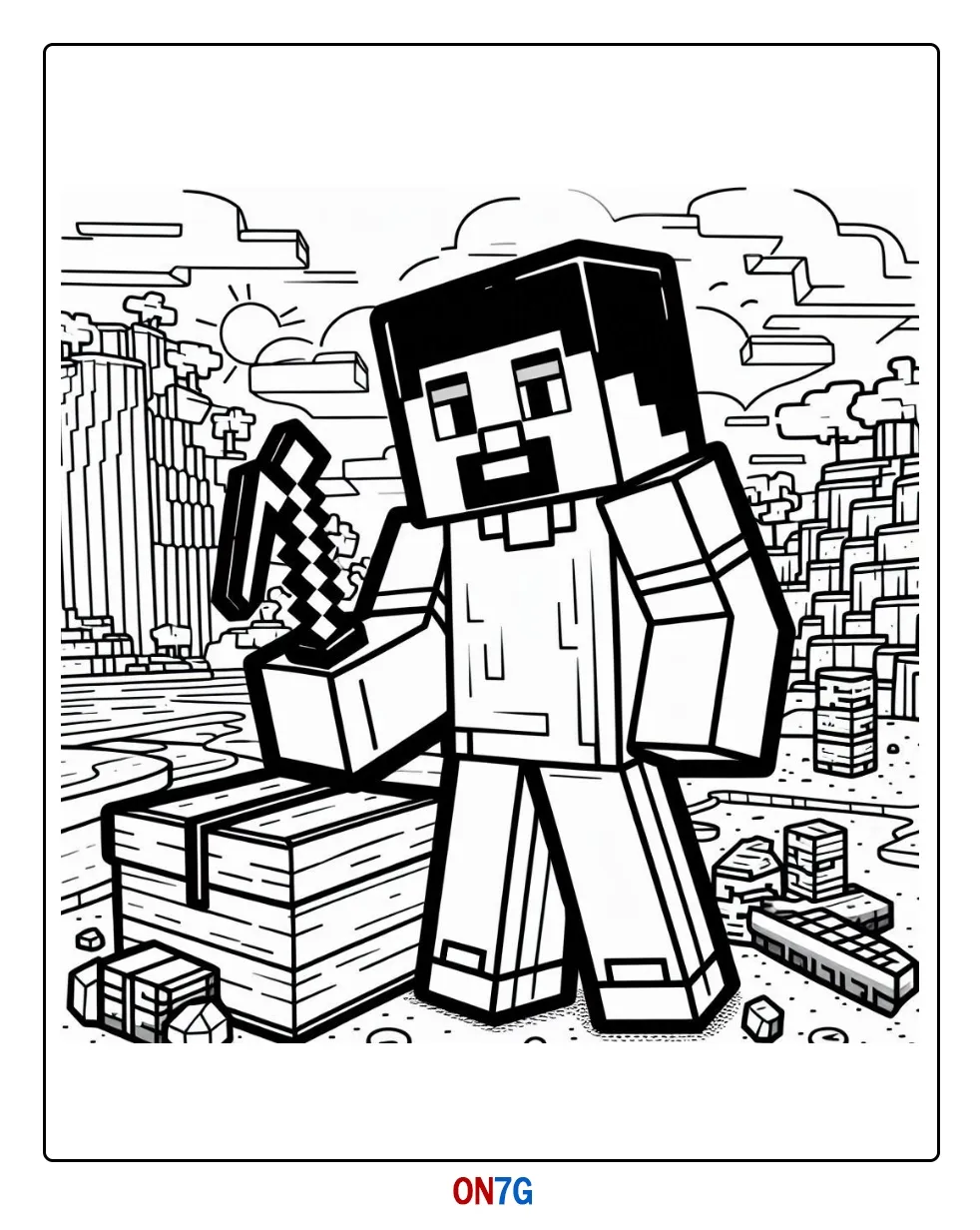 Minecraft Charakter Ist Sehr Nachdenklich Malvorlagen