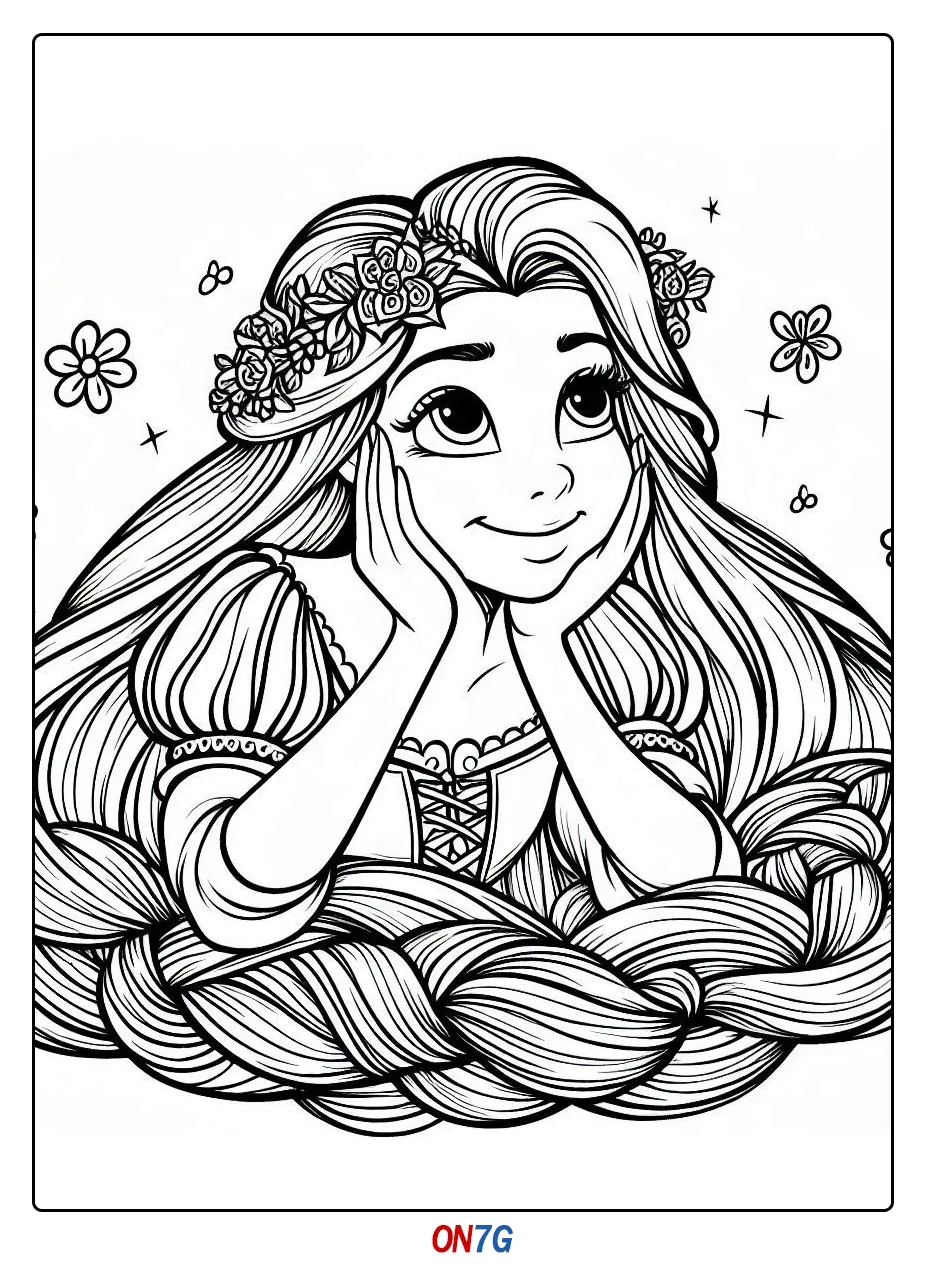 Ausmalbilder Rapunzel Lächelt
