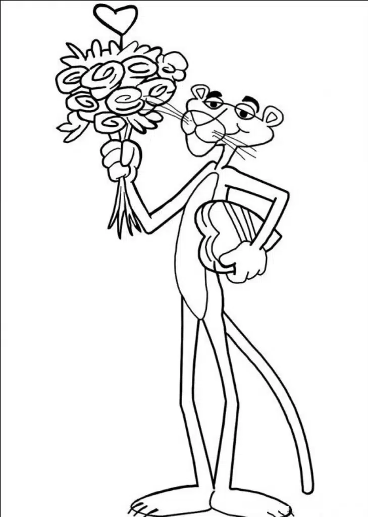 Rosarote Panther Und Blume Ausmalbilder