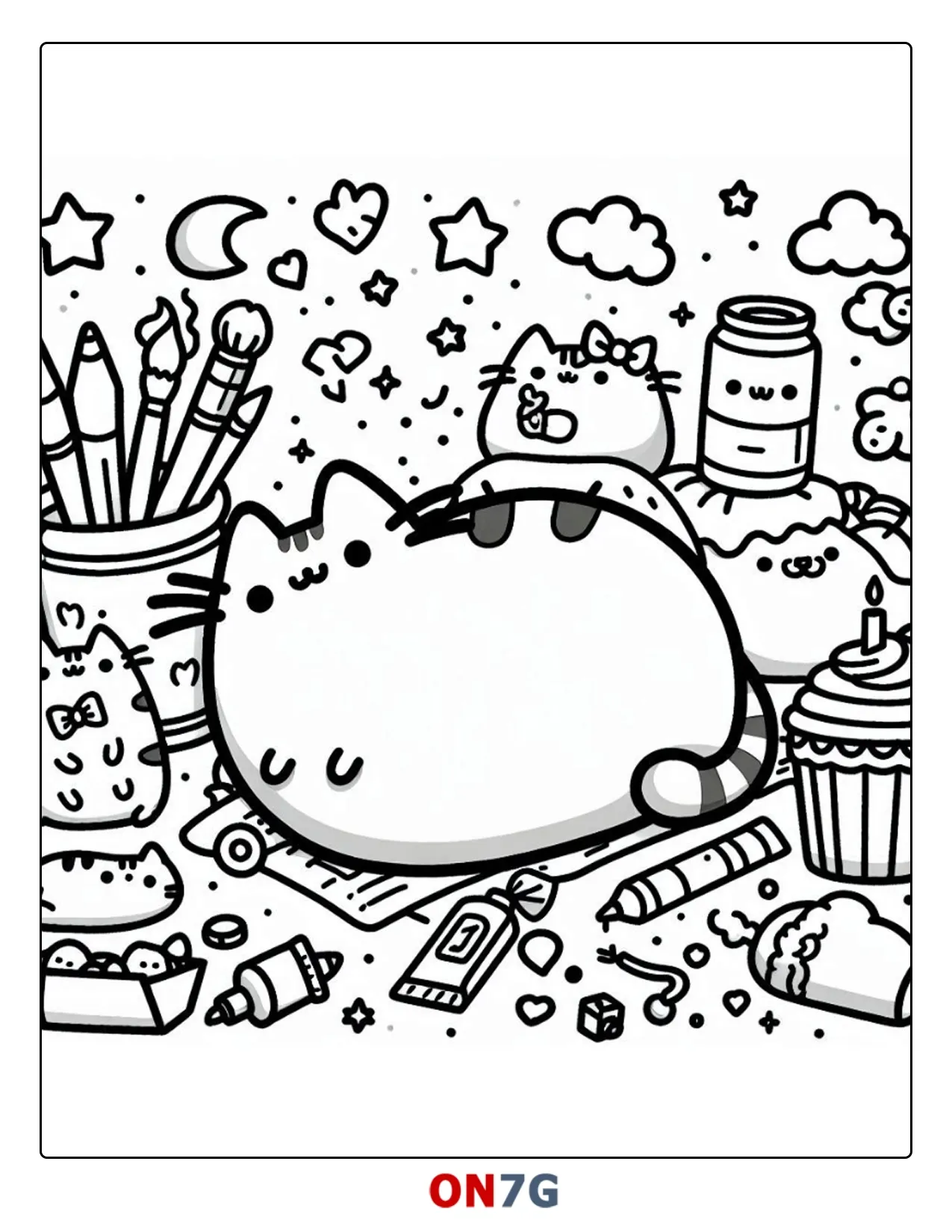 Pusheen Ist Sehr Glücklich In Seiner Eigenen Welt Malvorlage