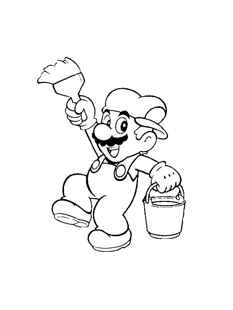 Super Mario Malt Eine Wand Ausmalbild