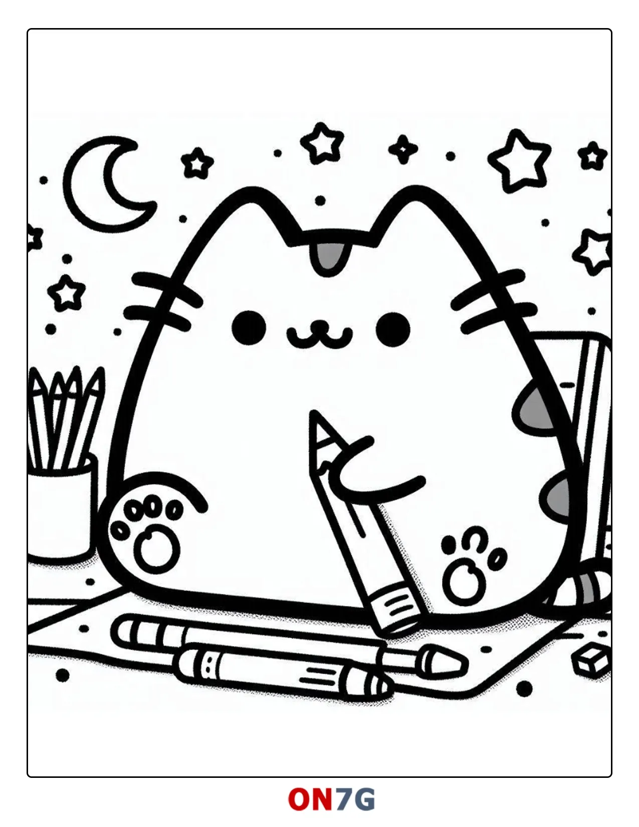 Ausmalbild Pusheen Macht Sich Zum Malen Bereit