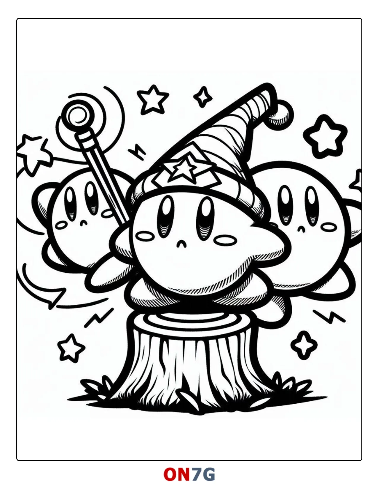 Drei Kirby Auf Dem Baum Malvorlage