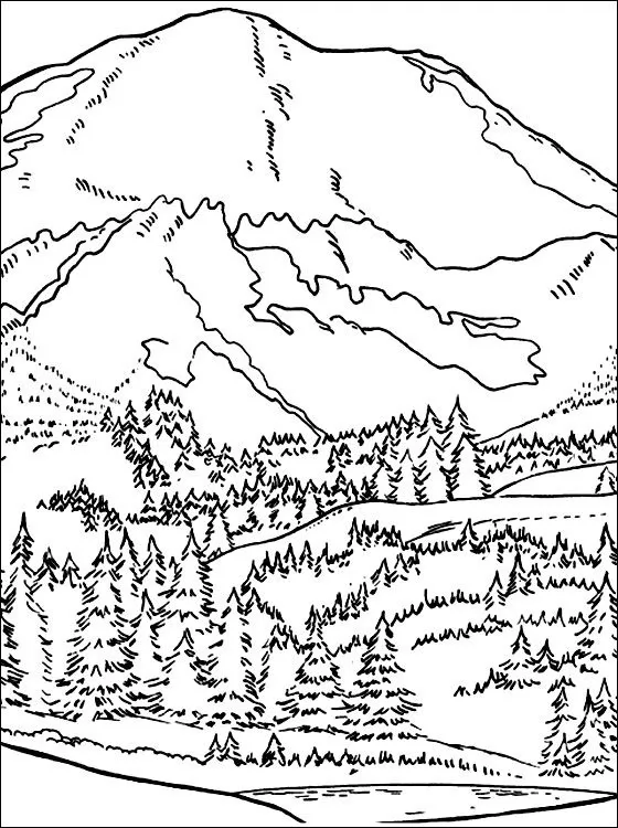 Berge Detailliert Ausmalbilder