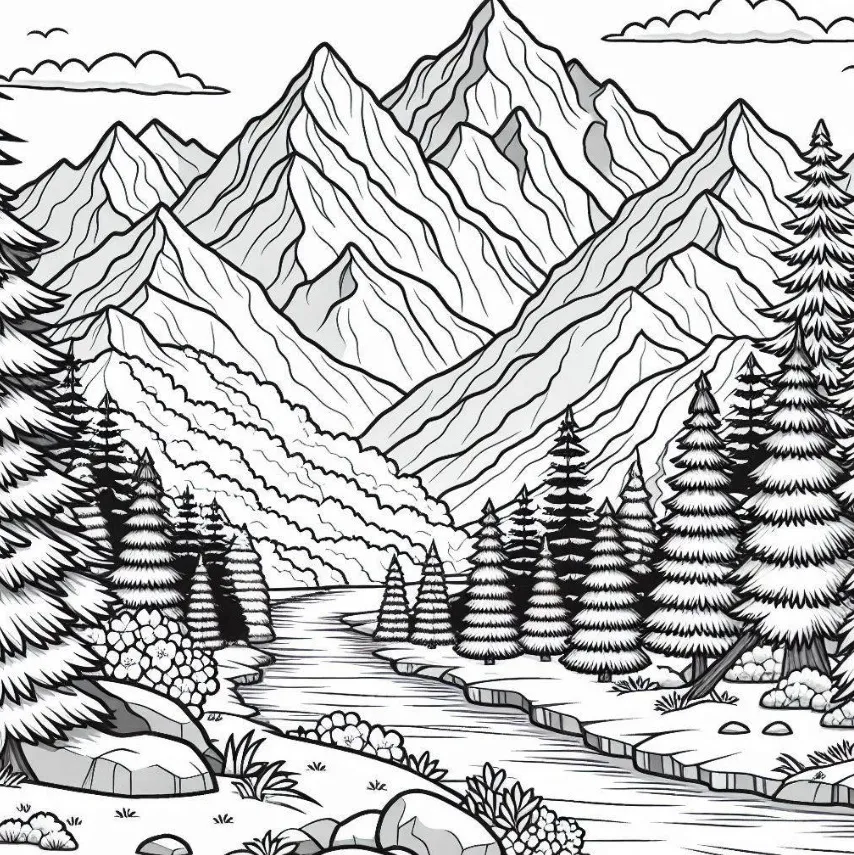 Berglandschaft Ausmalbilder Berge