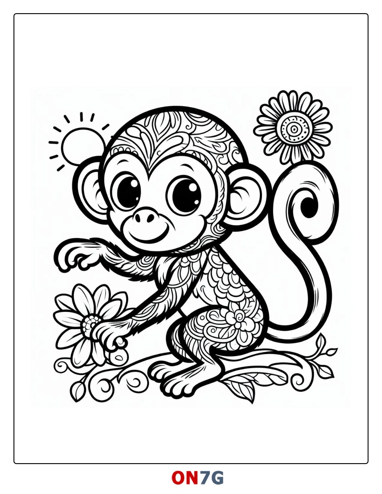 Ausmalbilder Affe Mandala Für Kinder
