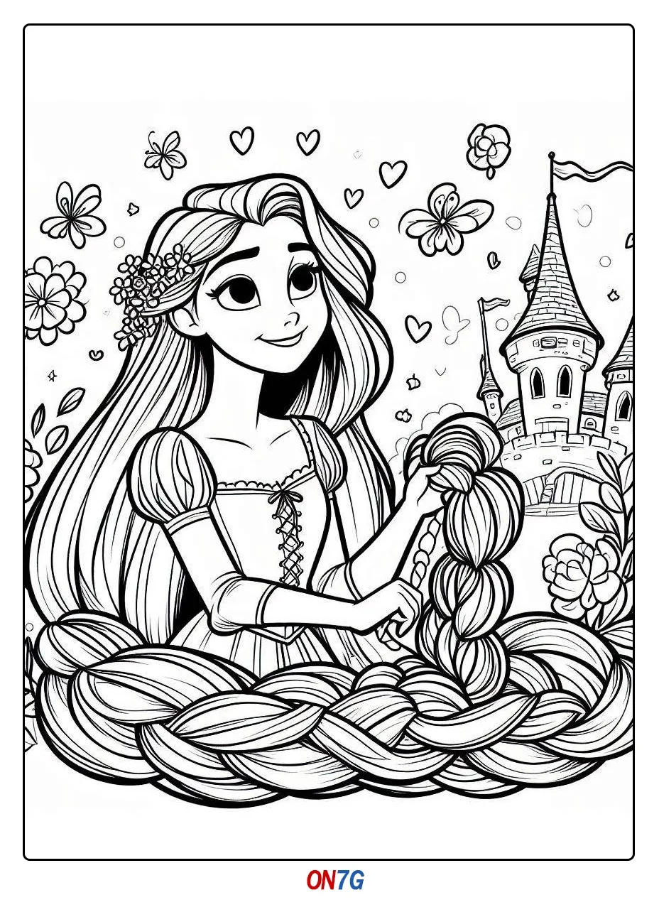 Rapunzel Spielt Mit Ihren Haaren Ausmalbild