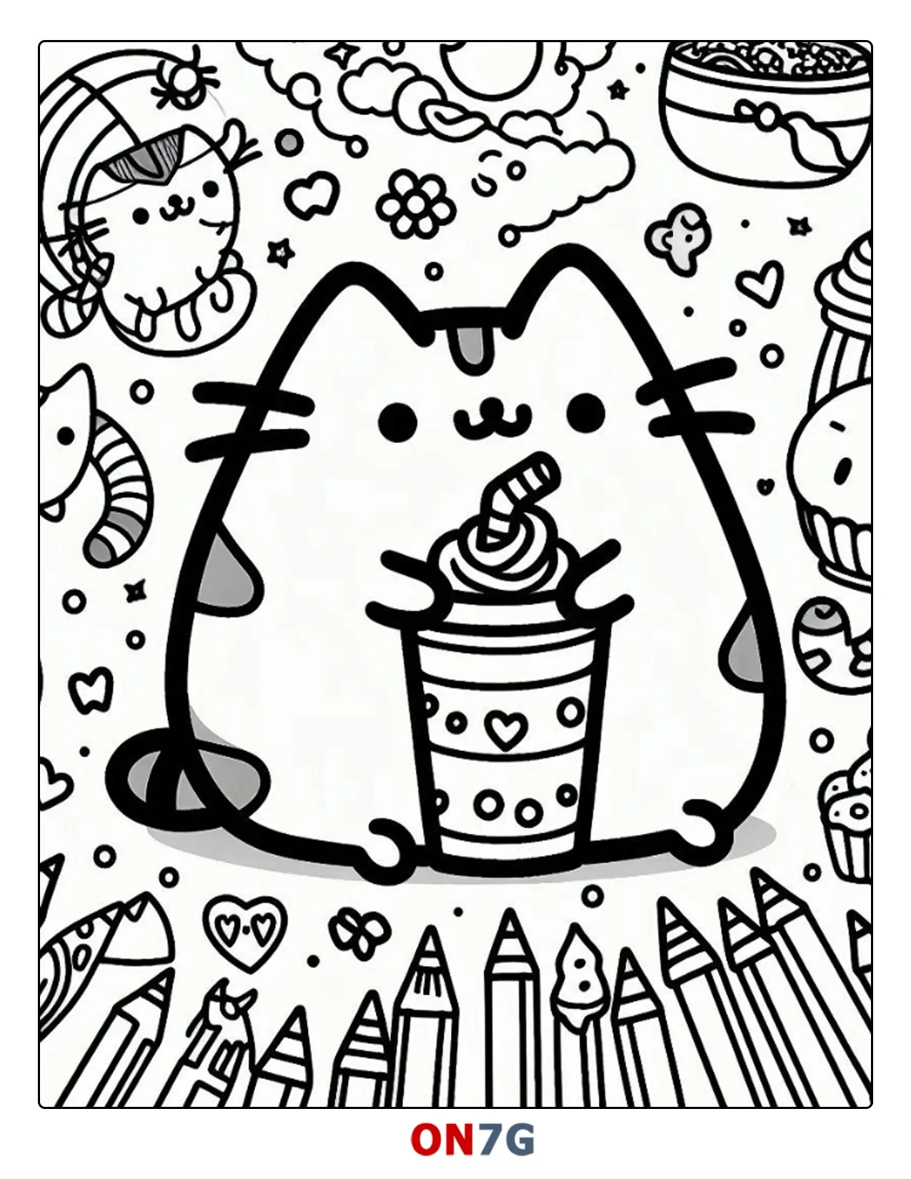 Pusheen Trinkt Sein Lieblingsgetränk Malvorlage