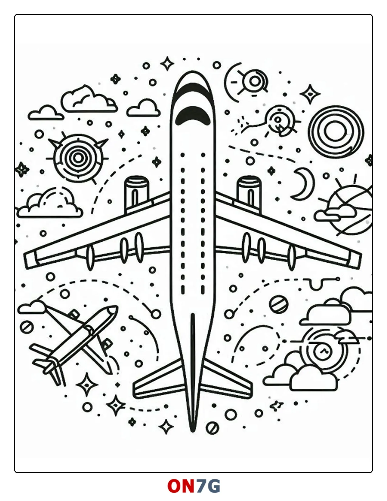 2D Ansicht Des Flugzeug Ausmalbild