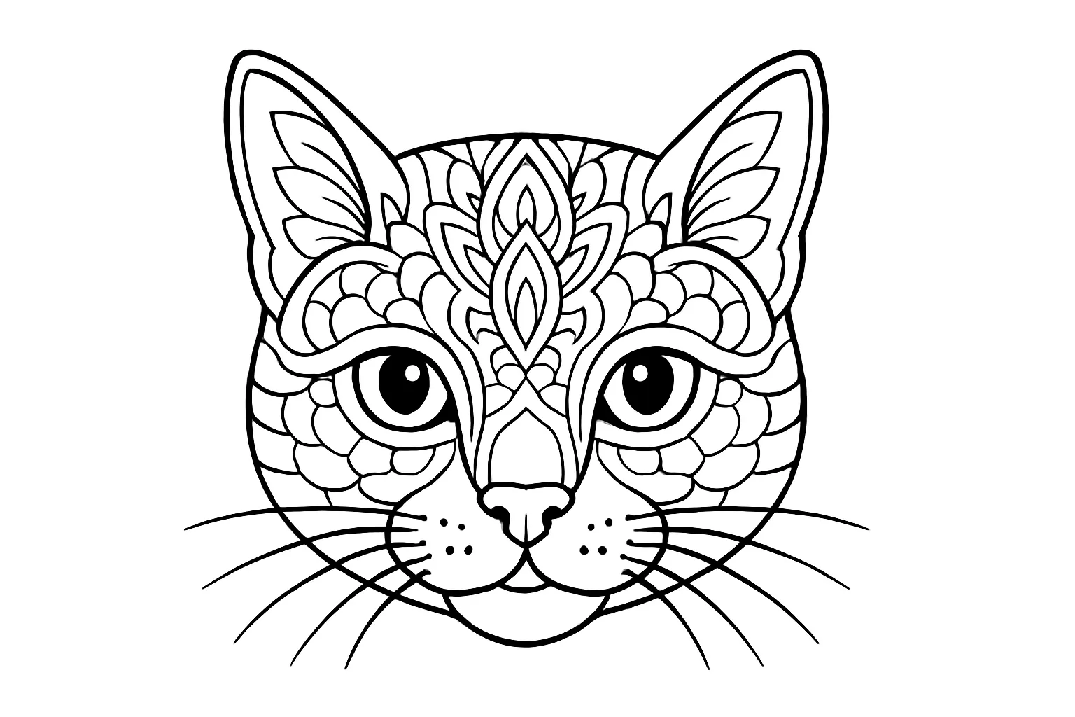 Katzenkopf Mandala – Malvorlage Für Entspannendes Ausmalen