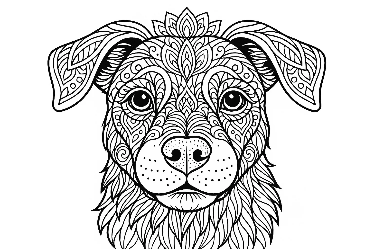 Malvorlage Hundekopf Mandala Muster