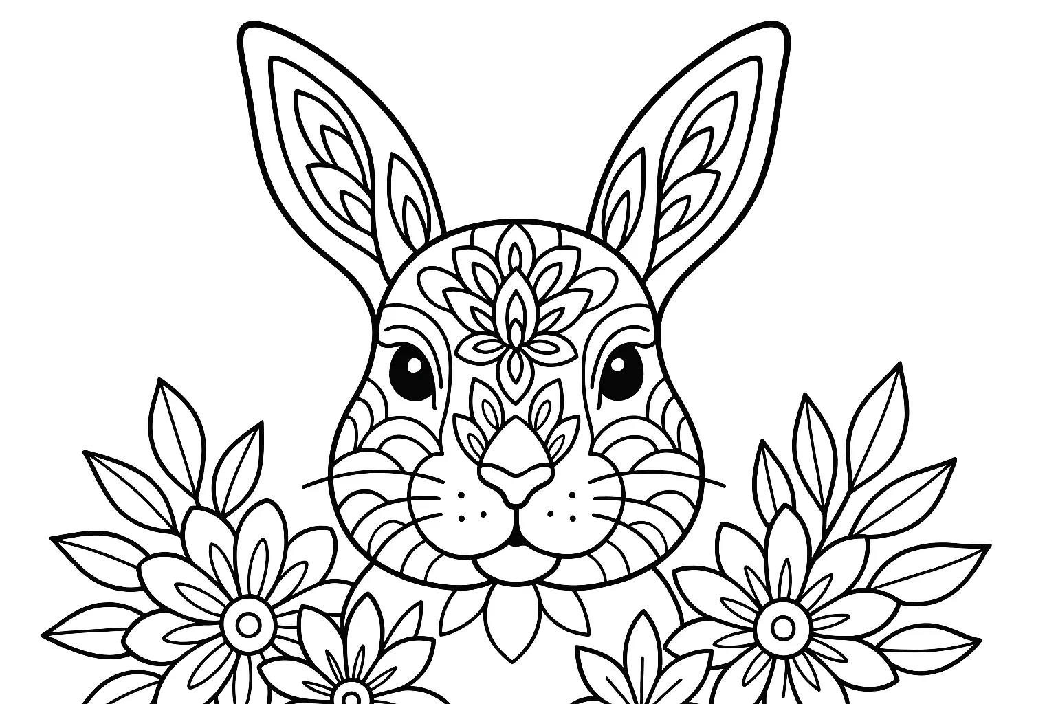 Einfaches Kaninchen Mandala – Ausmalbild Für Kinder