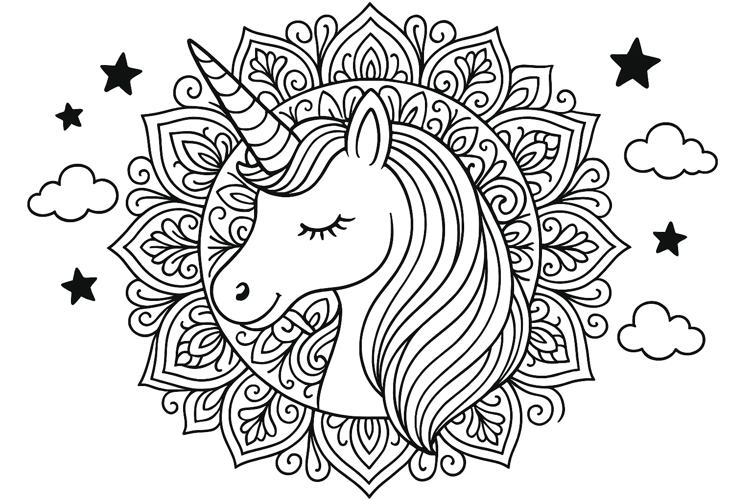 Einhorn Mandala Ausmalbild – Magisches Fabelwesen Zum Ausdrucken