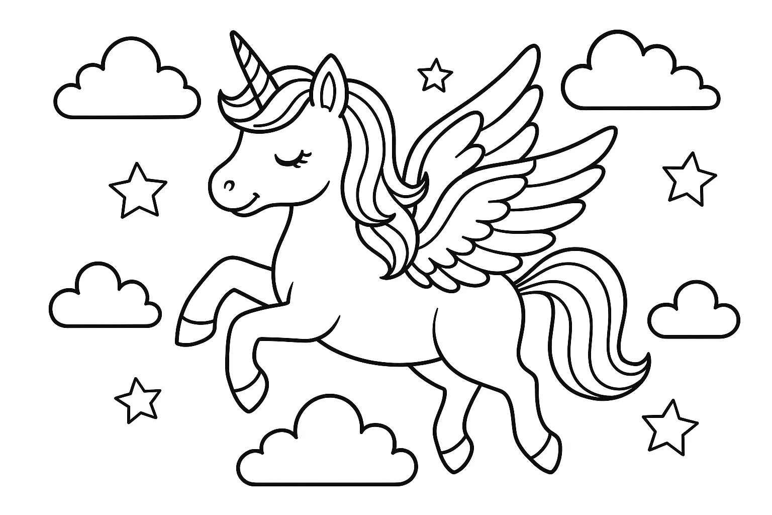 Einhorn Mit Flügeln Ausmalbild – Magisches Pegasus Zum Ausdrucken