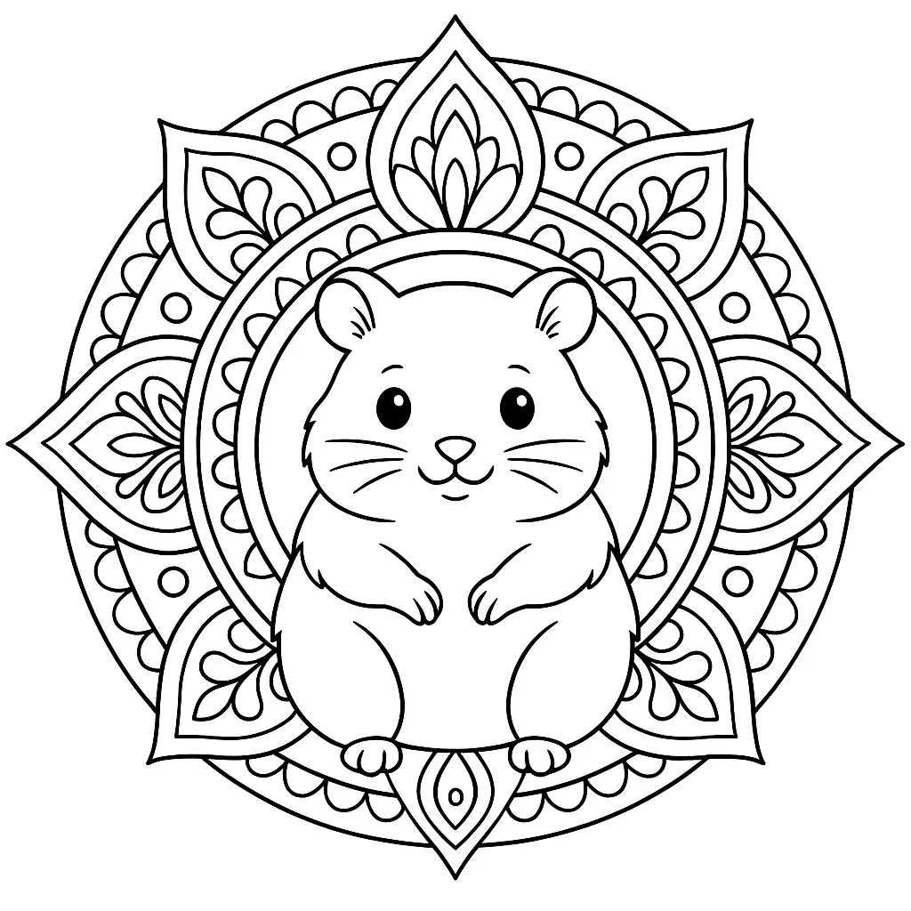 Ausmalbild Hamster Mandala – Süßes Tiermotiv Zum Ausdrucken Für Kinder