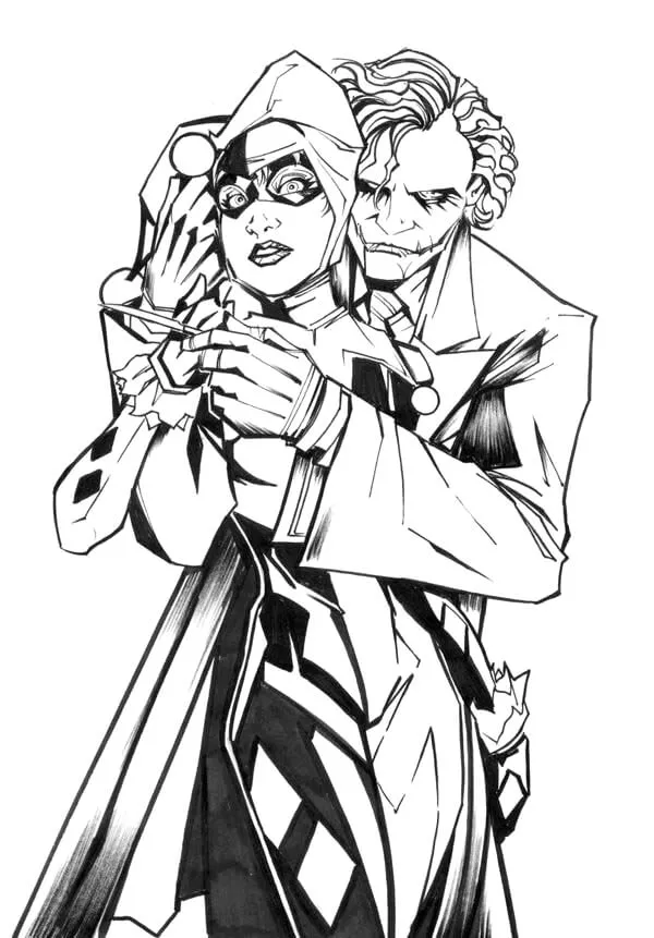 Joker Umarmt Harley Quinn.