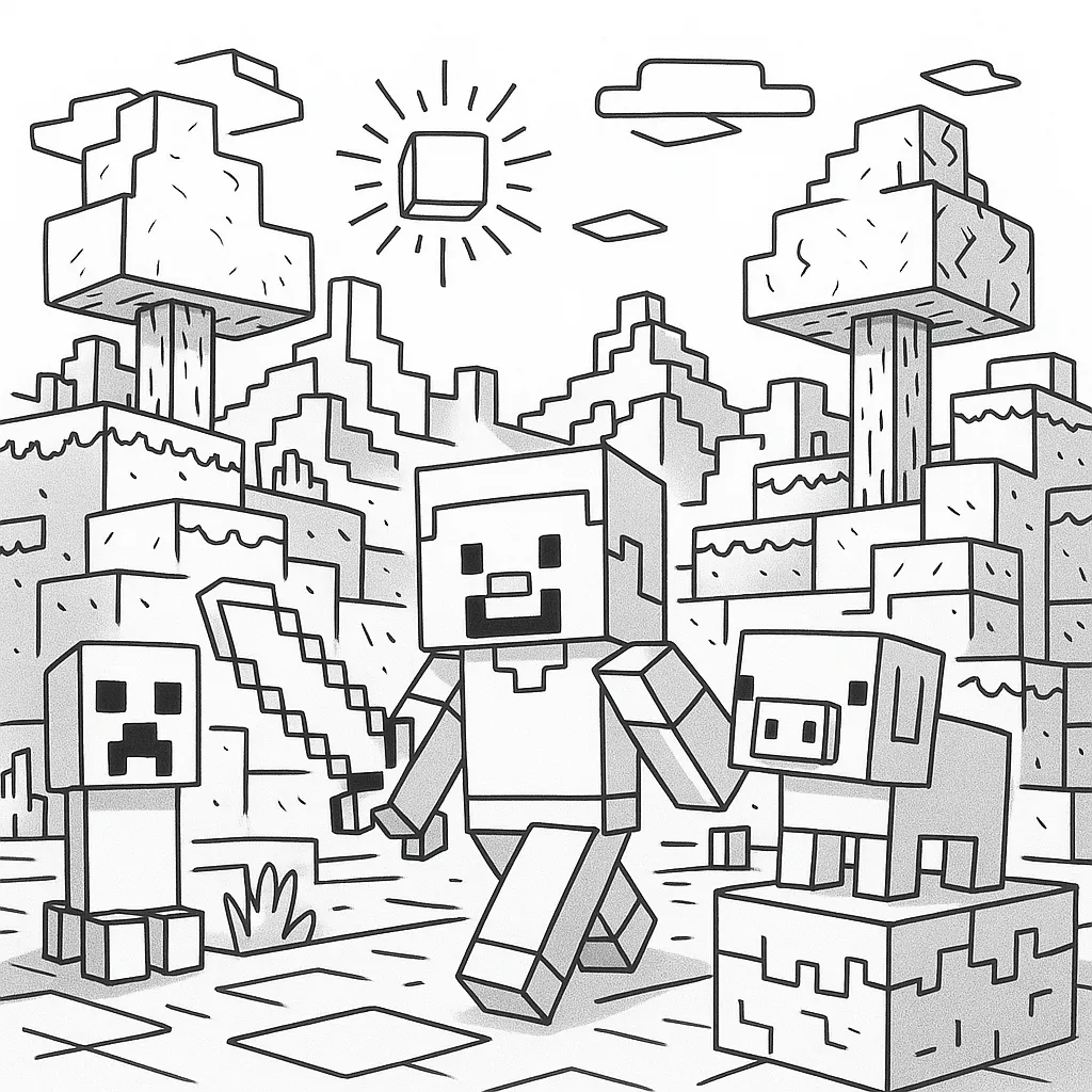 Minecraft Welt Ausmalbilder – Malvorlagen Für Kinder Zum Herunterladen