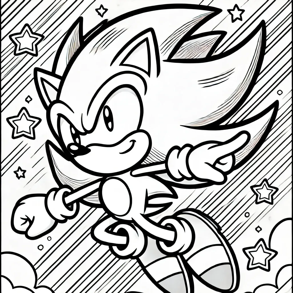 Ausmalbilder Super Sonic 3 Fliegend